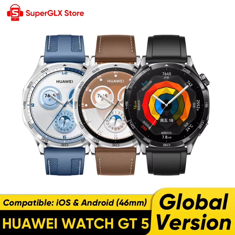Huawei Watch GT 5 smartwatch with black strap and AMOLED display