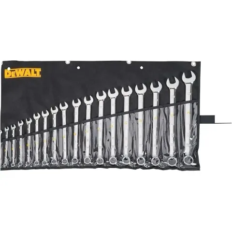 DEWALT drive combination wrench set with distinctive black chrome finish and DirectTorque anti-slip design