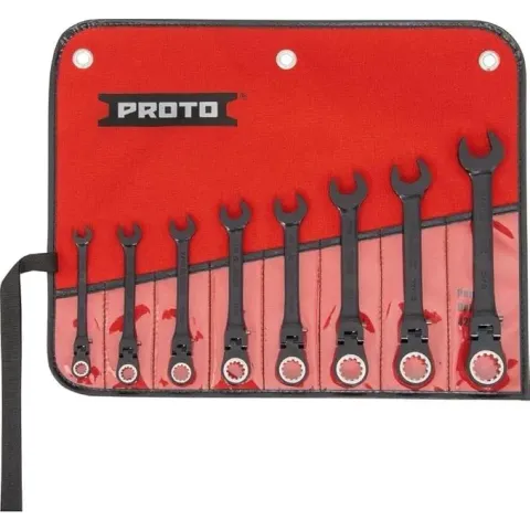 Stanley Proto industrial combination wrench set for heavy-duty and high-torque applications with satin chrome finish