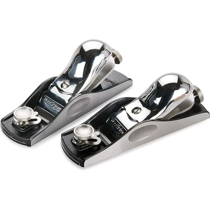 WoodRiver V3 Block Plane — Best Value Mid-Range Pick WoodRiver V3 No. 60-1/2 low-angle block plane with brass accents on workshop bench