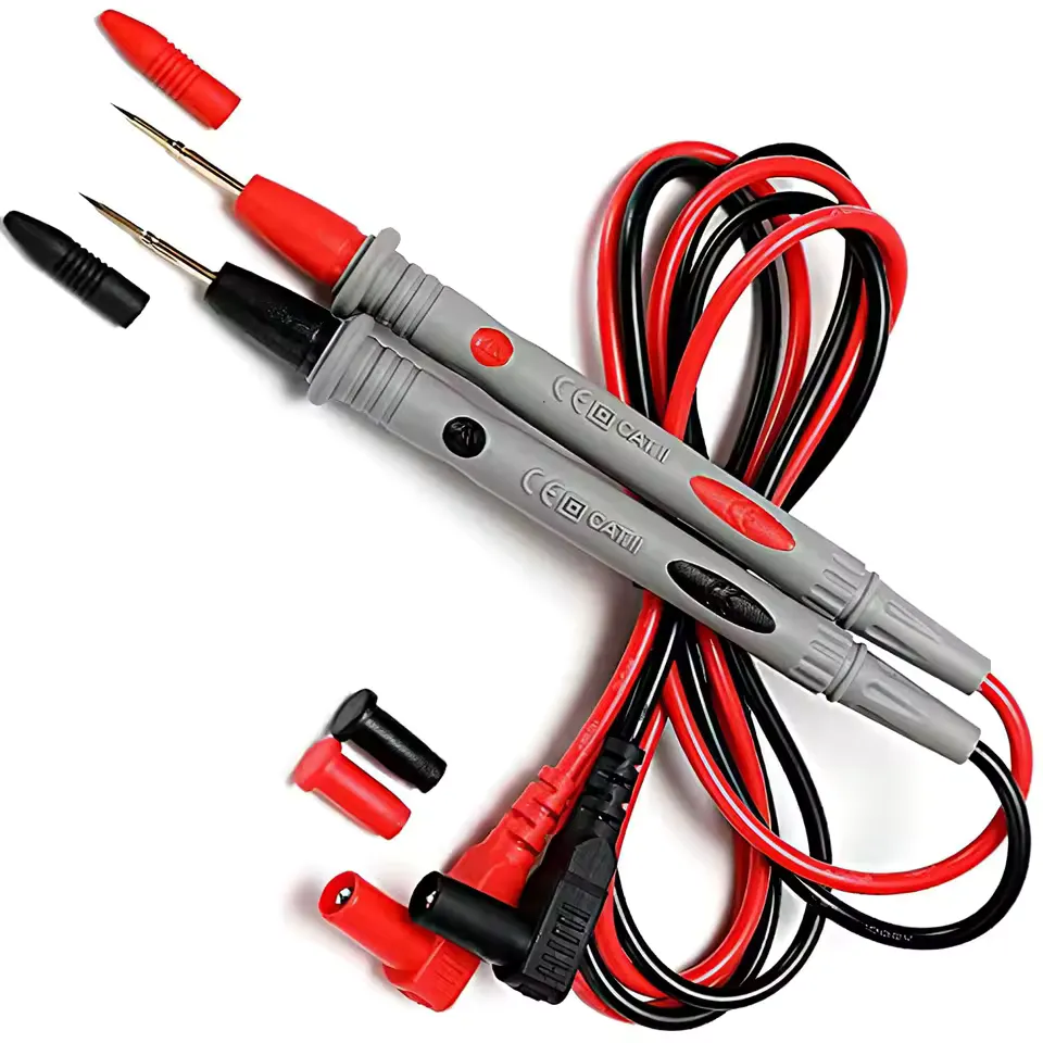 20A 1000V multimeter test lead kit with flexible silicone cables and needle tip probes