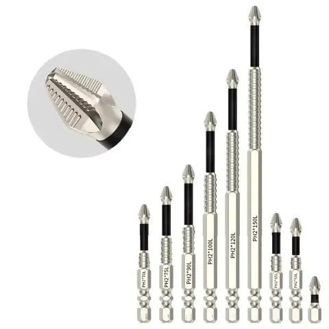 Alloy steel magnetic screwdriver with 1/4 inch hex shank PH2 tip and anti-slip grip for heavy-duty precision work