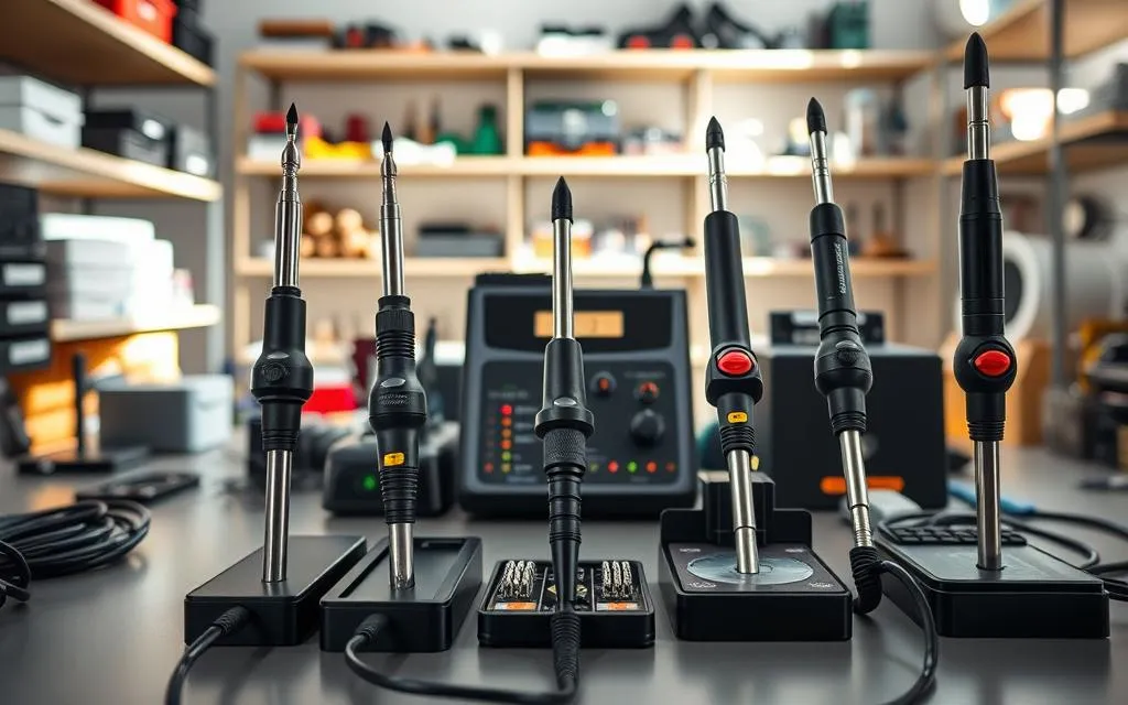 Best soldering irons and stations from AliExpress {year} on an electronics workbench