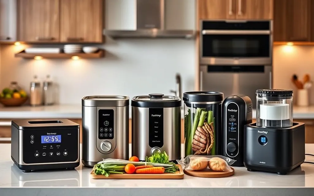 Best sous vide machines from AliExpress {year} on a kitchen counter showing INKBIRD models