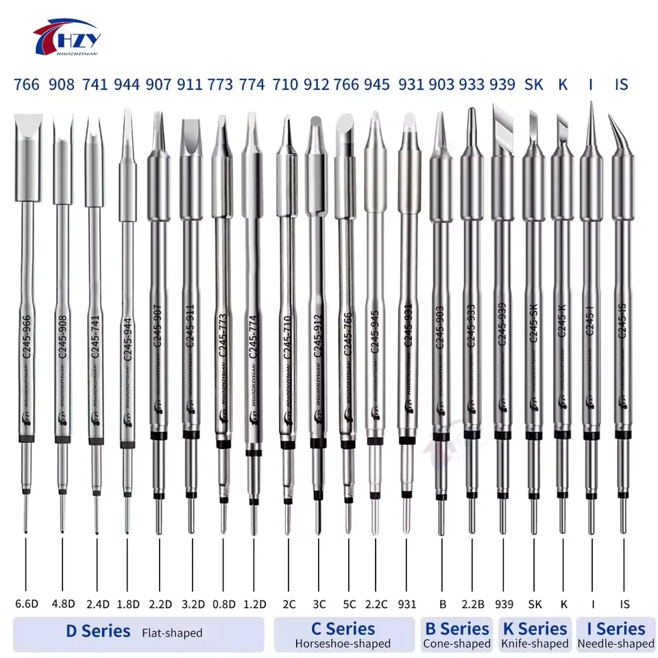 HZY C245 series soldering tips I IS K SK types for T245 handle professional phone repair work