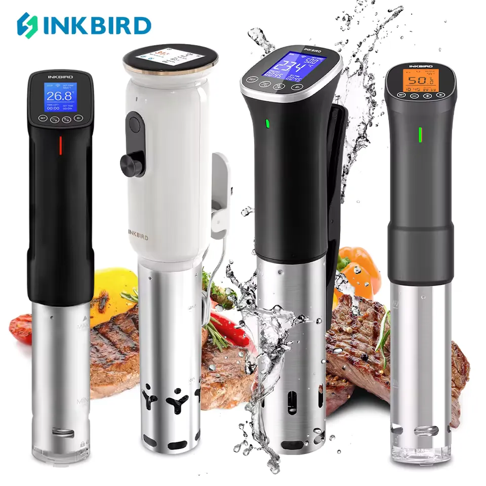 INKBIRD Wi-Fi Sous Vide Machine with App Control — Editor's Choice INKBIRD Wi-Fi sous vide machine with app control on kitchen counter showing precision temperature display