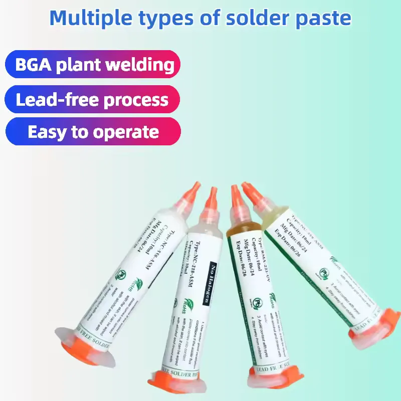 Lead-Free BGA SMD Flux Paste 10cc — Editor's Choice Lead-free BGA SMD flux paste 10cc syringe with precision applicator needle for fine electronics repair