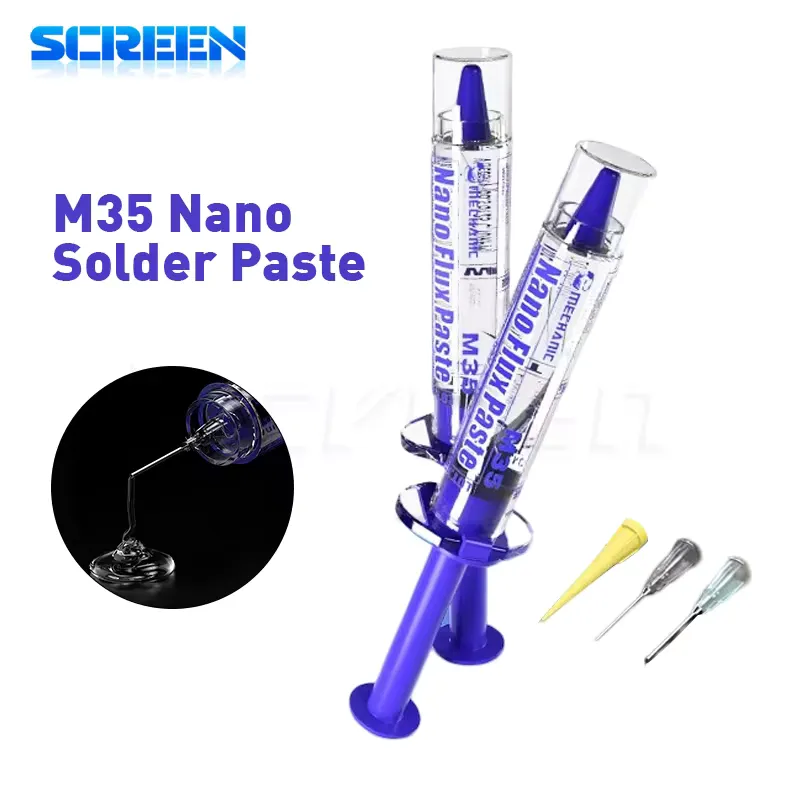 MECHANIC M35 lead-free soldering flux paste in precision syringe for phone board and SMD repair