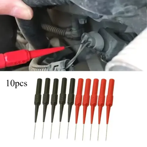 Multimeter test lead extensions with back-pierce needle tips 10-piece set for automotive connector diagnostics