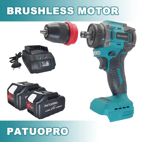 PATUOPRO 2-in-1 cordless drill and screwdriver showing compact form factor for tight space access