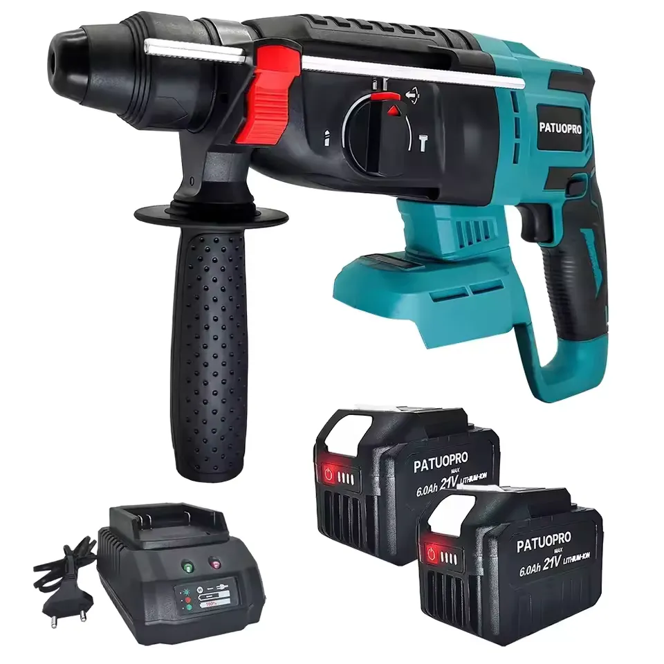 PATUOPRO 26mm Cordless Brushless Rotary Hammer Drill — Best for Masonry PATUOPRO 26mm cordless brushless rotary hammer drill showing SDS chuck for masonry and concrete work