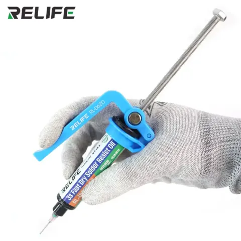 RELIFE RL-062D manual syringe glue dispenser for precise flux and solder mask application in electronics repair