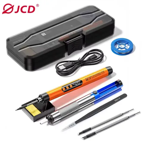 USB Type-C soldering iron complete beginner kit with tips stand and solder wire accessories