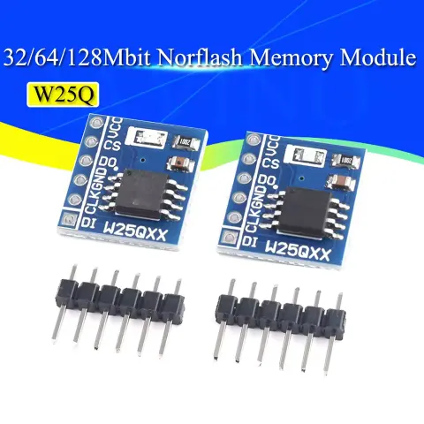 W25Q32 W25Q64 W25Q128 SPI flash memory module showing compact form factor for embedded firmware storage