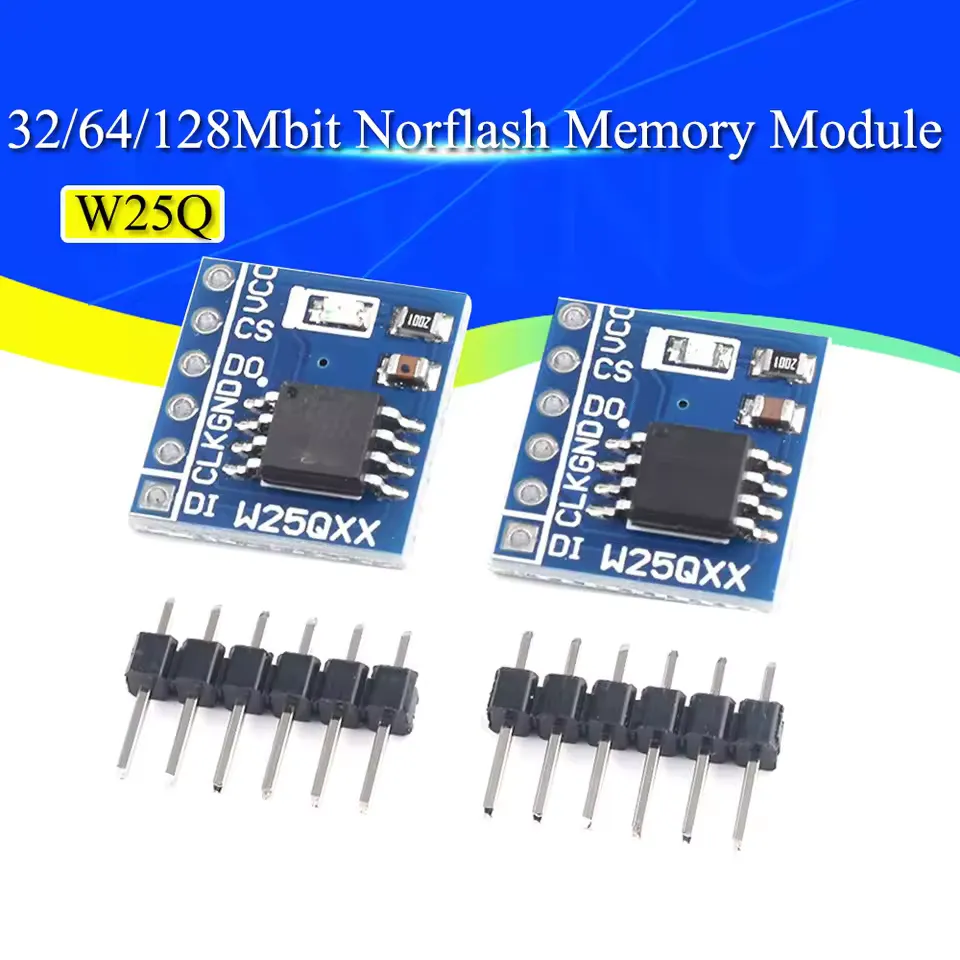 W25Q32 W25Q64 W25Q128 SPI flash memory module showing compact form factor for embedded firmware storage