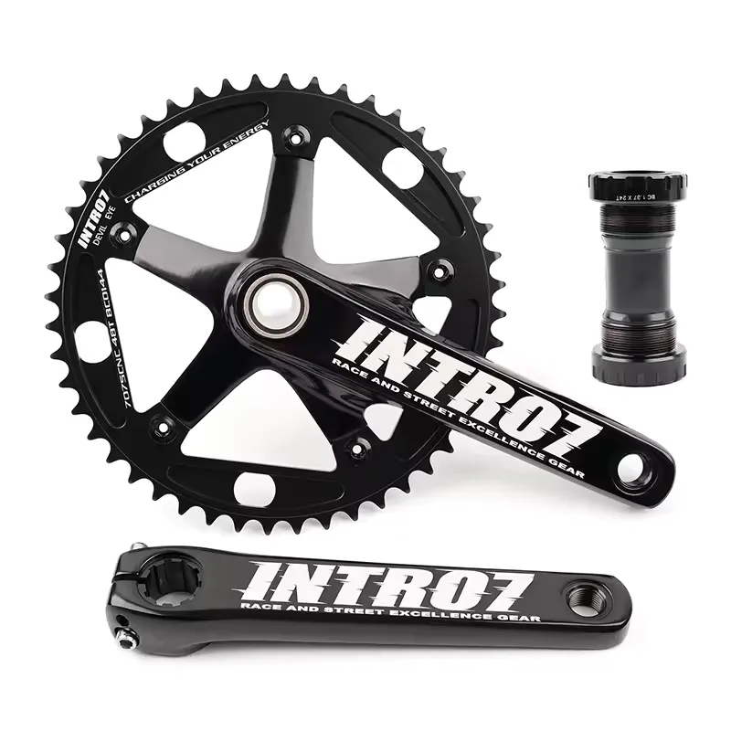 INTRO7 aluminum road bike crankset 165mm with bottom bracket included for fixed-gear and single-speed builds