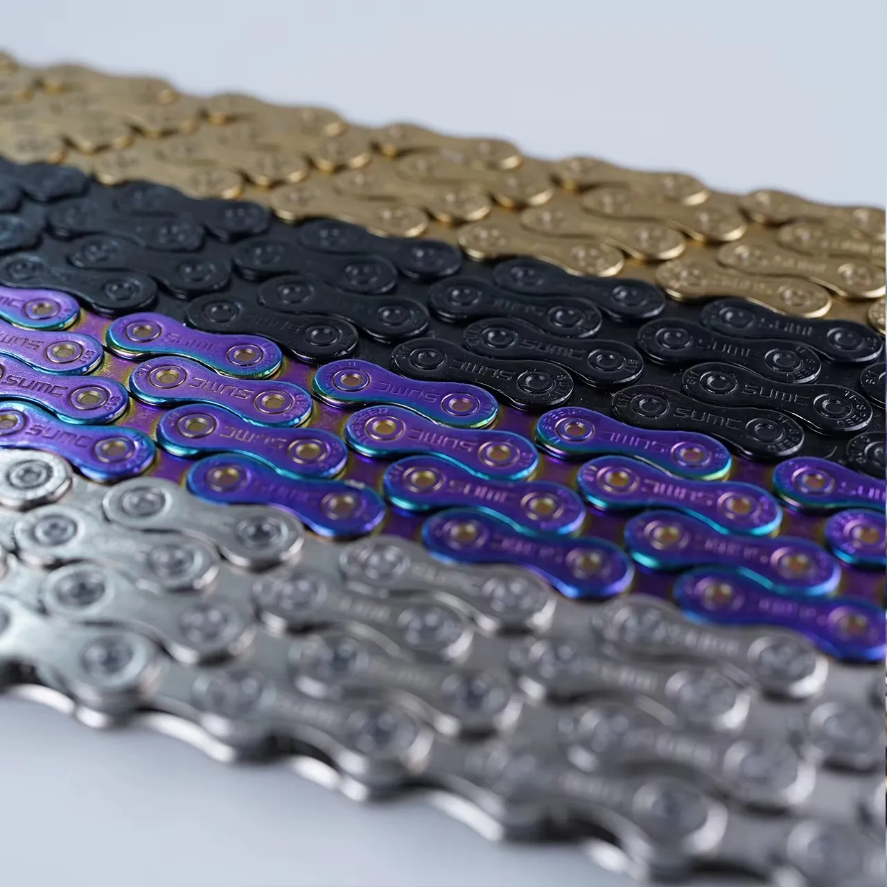 IZUMI x MASH SF collaboration track chain for fixed-gear bicycle showing link quality and finish
