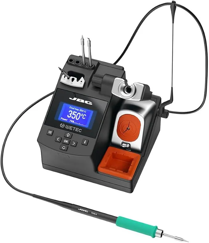 JBC CD-2BQF professional soldering station with C245 cartridge handpiece and stand