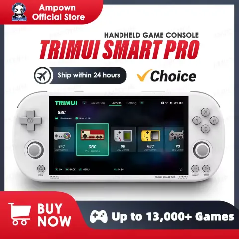 Trimui Smart Pro Retro Console — Advanced 4.96" Handheld Game Player with Joystick Control